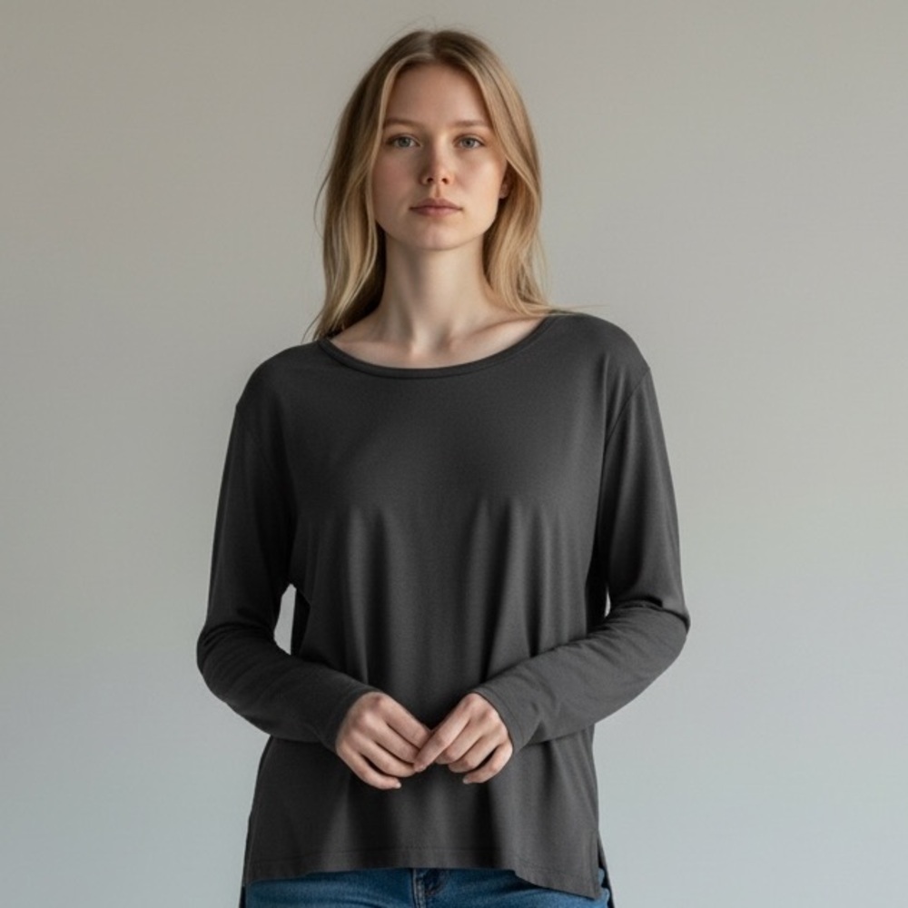 🦍 Zara Washed Long Sleeve Top ~ Charcoal